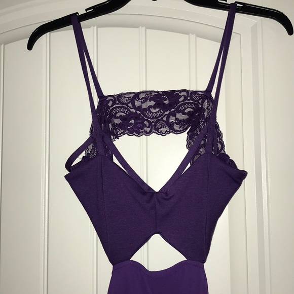 Purple high-low strappy cut-out dress- 7 - Picture 3 of 8